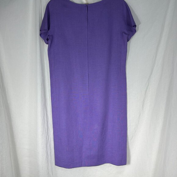 Vintage 80s B. H. Wragge Abstract Pink ad Purple Dress Women's Size M - Picture 2 of 3